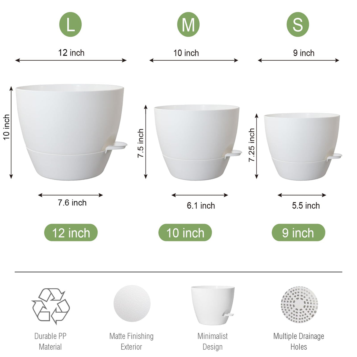 UOUZ large self-watering pot 9-inch fits compact spaces and vibrant seedlings.