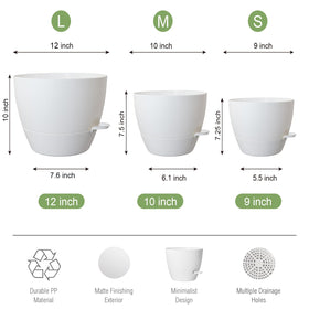 UOUZ large self-watering pot 9-inch fits compact spaces and vibrant seedlings.