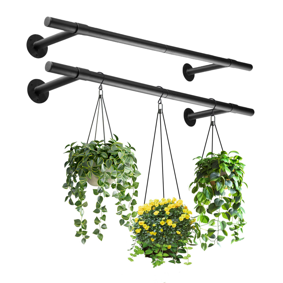 Uoveya hanging planter rod mounted on a window for space-saving greenery.