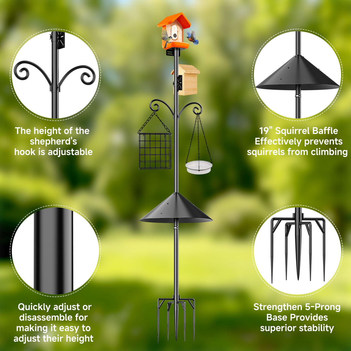 Uoveya height adjustable pole up to 94 inches for flexible birdwatching angles.