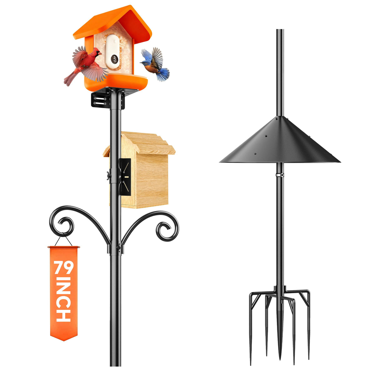 Uoveya smart bird feeder pole stand with 79 inches, ideal for watching birds up close.