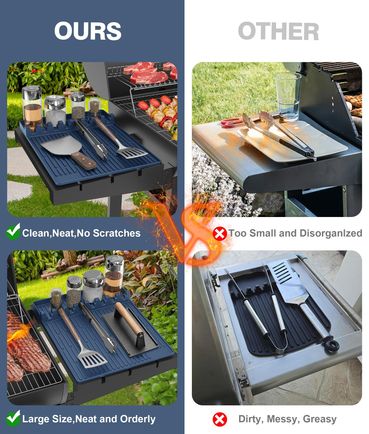 Uozuke blue mat designed for Blackstone griddles and outdoor grills
