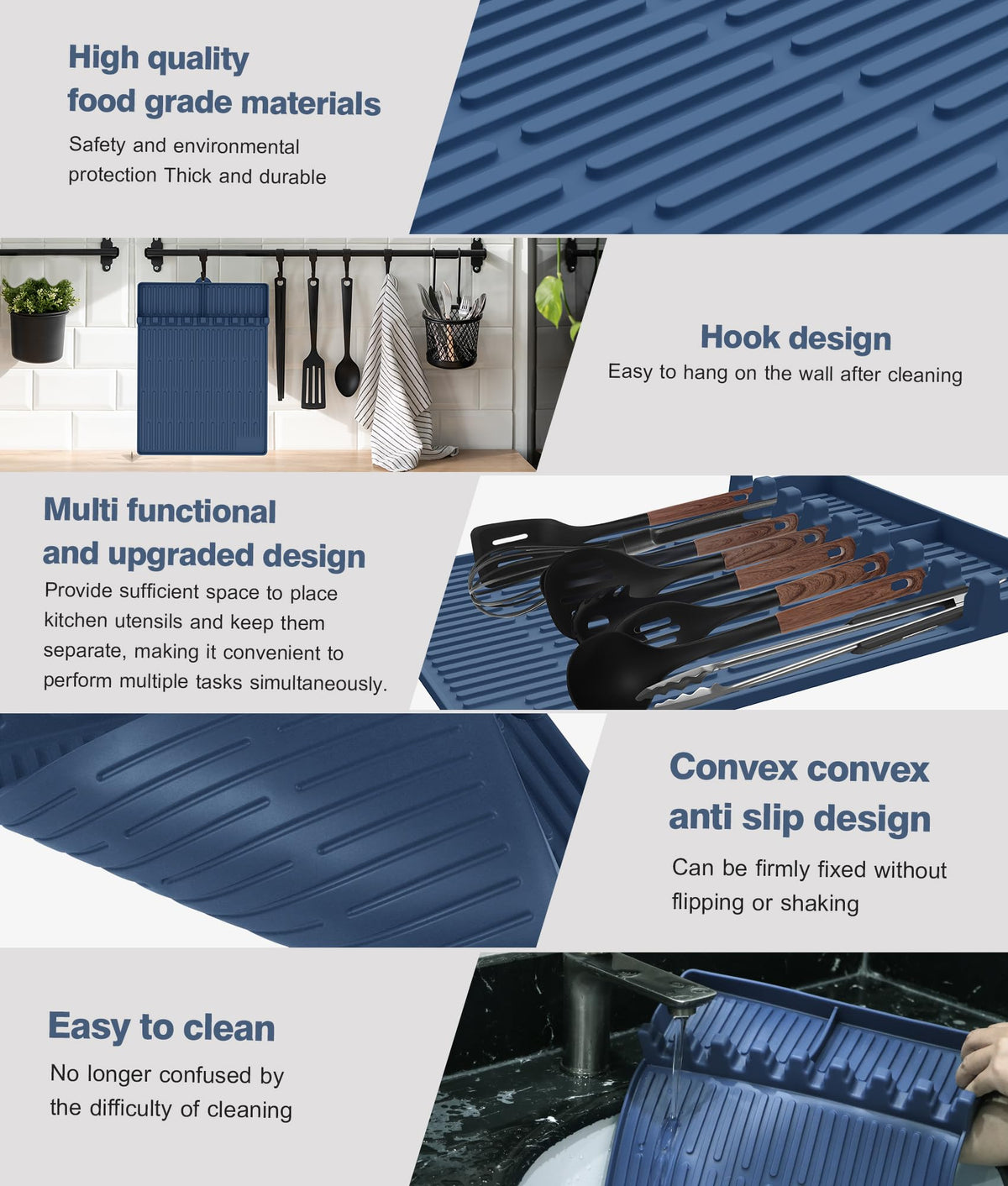 Uozuke silicone mat for outdoor kitchen setup on a blue counter surface
