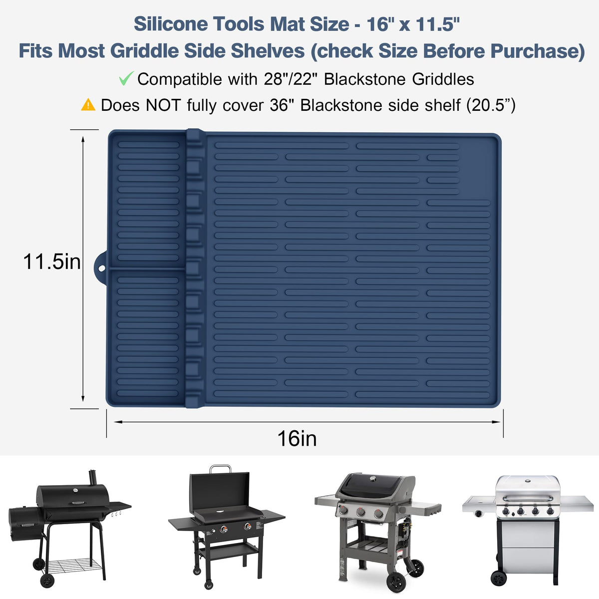 Uozuke blue grill mat on outdoor counter keeps tools neatly arranged