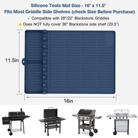 Uozuke blue grill mat on outdoor counter keeps tools neatly arranged