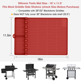 Red Uozuke mat adds a vibrant accent to your grill station