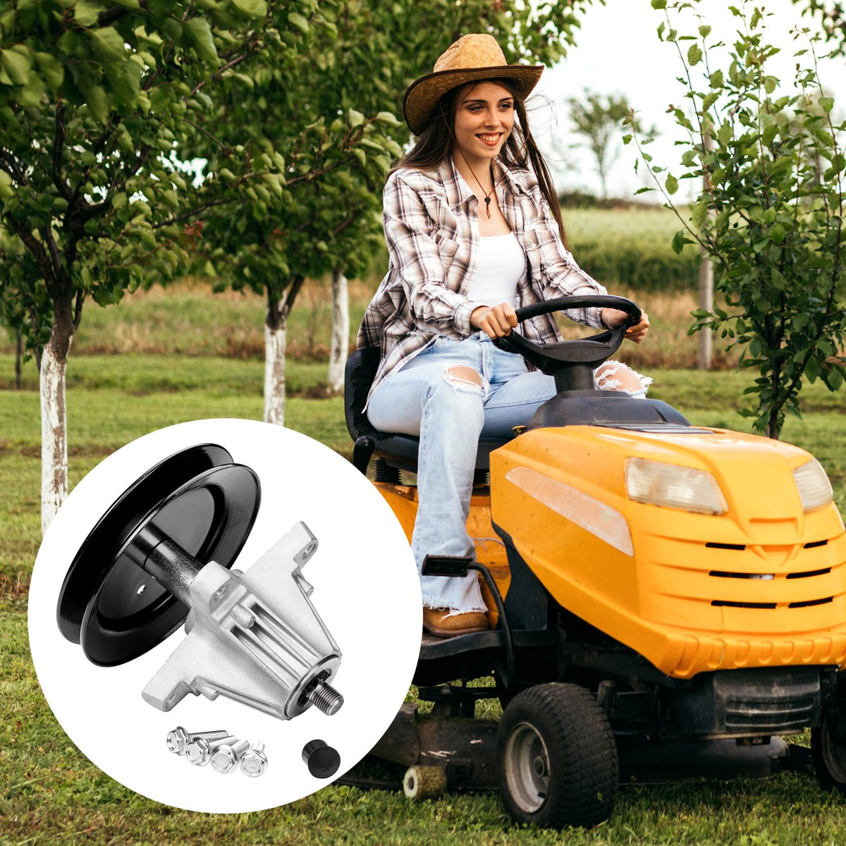 UP2WIN spindle compatible with Cub Cadet rides and Troy-Bilt models.