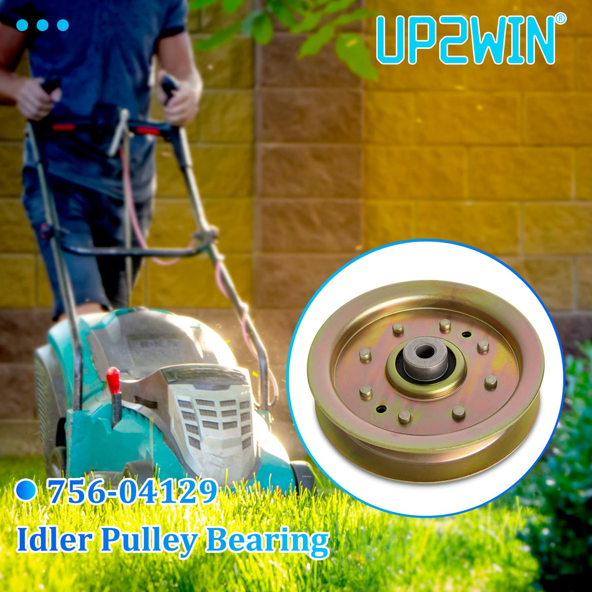 UP2WIN flat idler pulley fits 42-54 inch decks for versatile use.