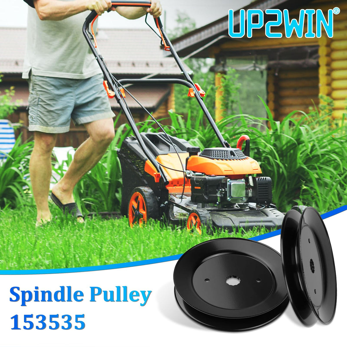 UP2WIN spindle pulley 153535 installed on Craftsman models for easier maintenance.