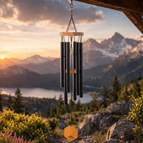 UpBlend Deep Tone Wind Chime 29-inch black, deep resonance for outdoor serenity.