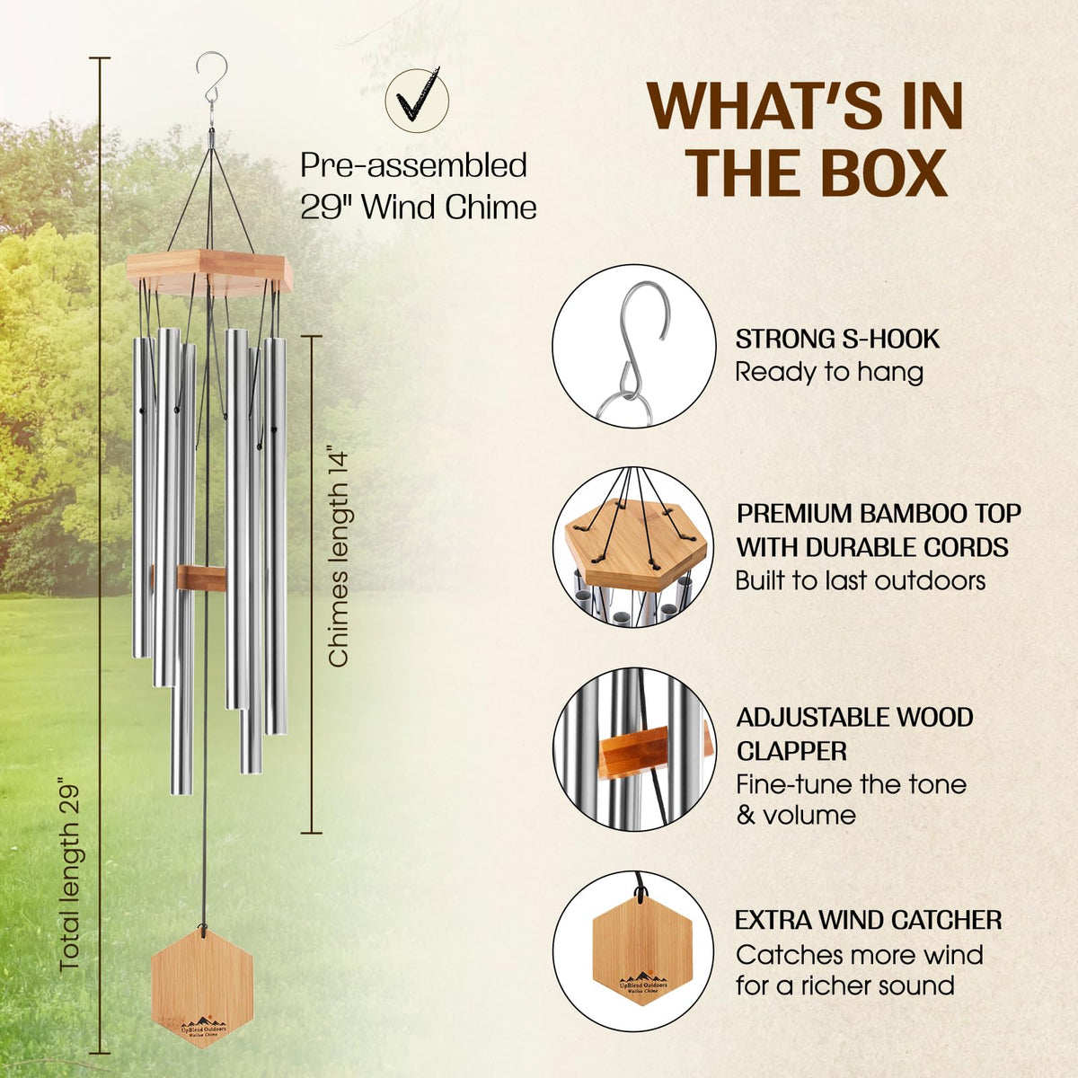 UpBlend Outdoors bereavement wind chimes honoring a loved one's memory.