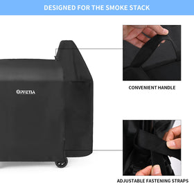 UPFETIA grill cover showing adjustable Velcro straps for secure fit.