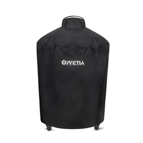 UPFETIA grill cover for Large Green Egg — front view shows secure fit and weather protection.