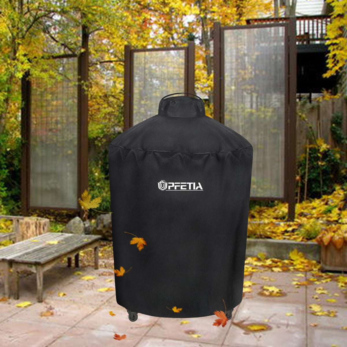 UPFETIA grill cover with handle — easy removal and covering for quick grilling prep.
