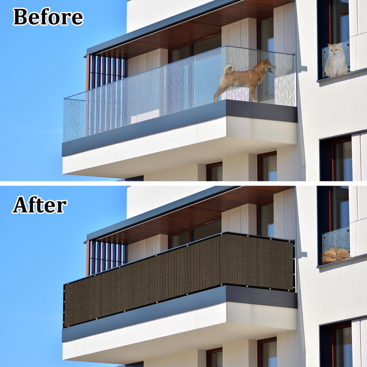 UPGRADE durable edges with brass grommets ensure secure, rust-resistant railing attachment