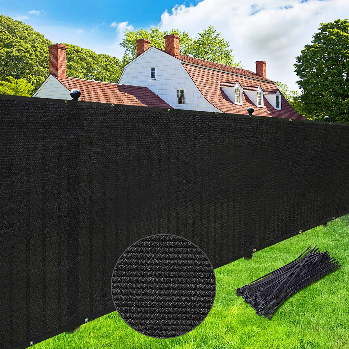 UPGRADE privacy screen fabric texture shows durable HDPE weave for long-lasting privacy.