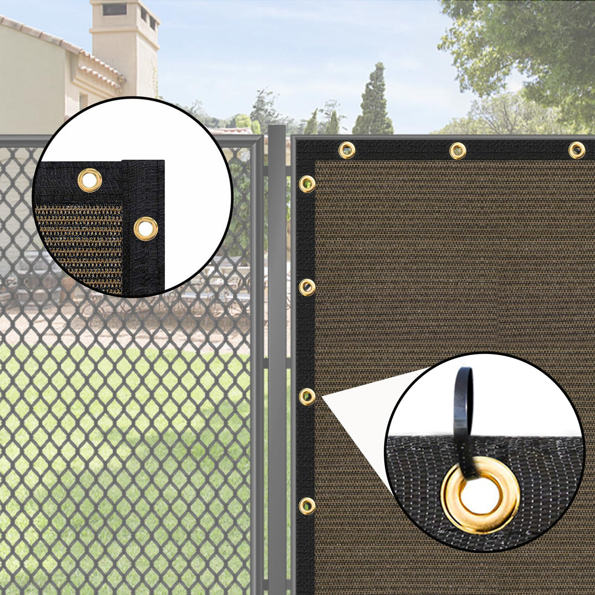UPGRADE privacy screen anti-rust grommets ensure rust-free railing mounting