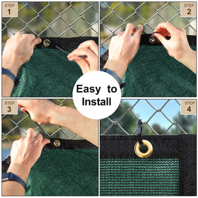 Yard privacy setup with UPGRADE screen offering instant seclusion.