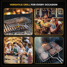 Upgrillz fish grill basket lock alignment system enables effortless flipping.