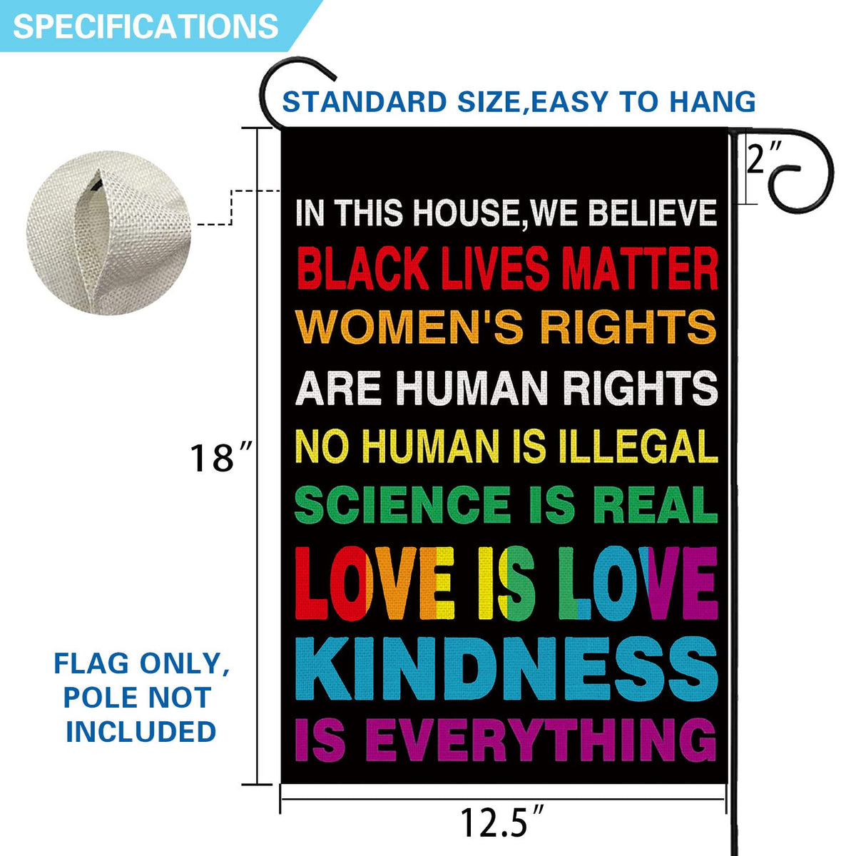 UPINLOOK Pride Garden Flag easy hang with top sleeve