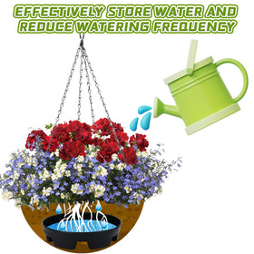 UPINS hanging basket liner tray catches excess water for tidy irrigation