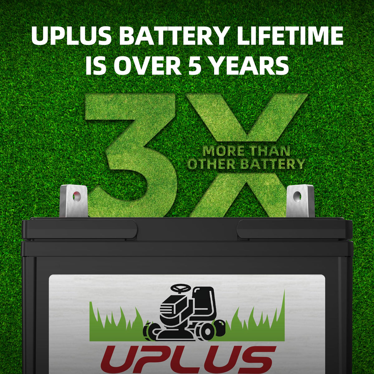 UPLUS U1 battery dimensions visual for mower fit verification