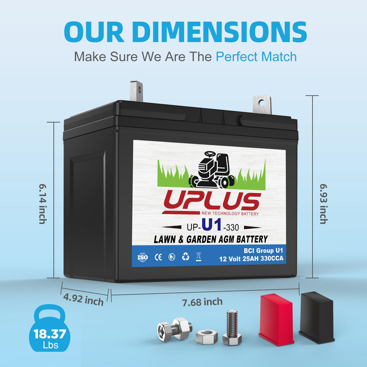 UPLUS U1 battery left terminal close-up with red positive connection