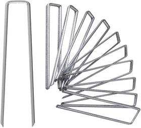 UPMCT 6-inch galvanized staple side-in-ground securing landscape fabric.