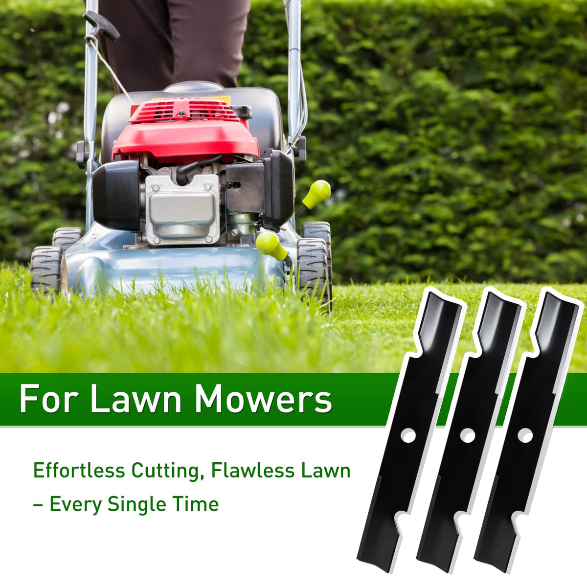 Powder-coated blade extends cutting surface for efficient work.