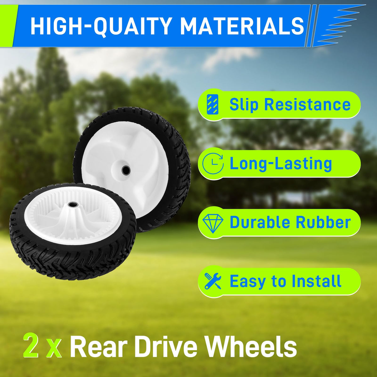 UPOW pack of 2 front wheels for quick replacement