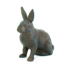 Upper Deck cast iron rabbit standing on front feet, ideal rustic decor accent
