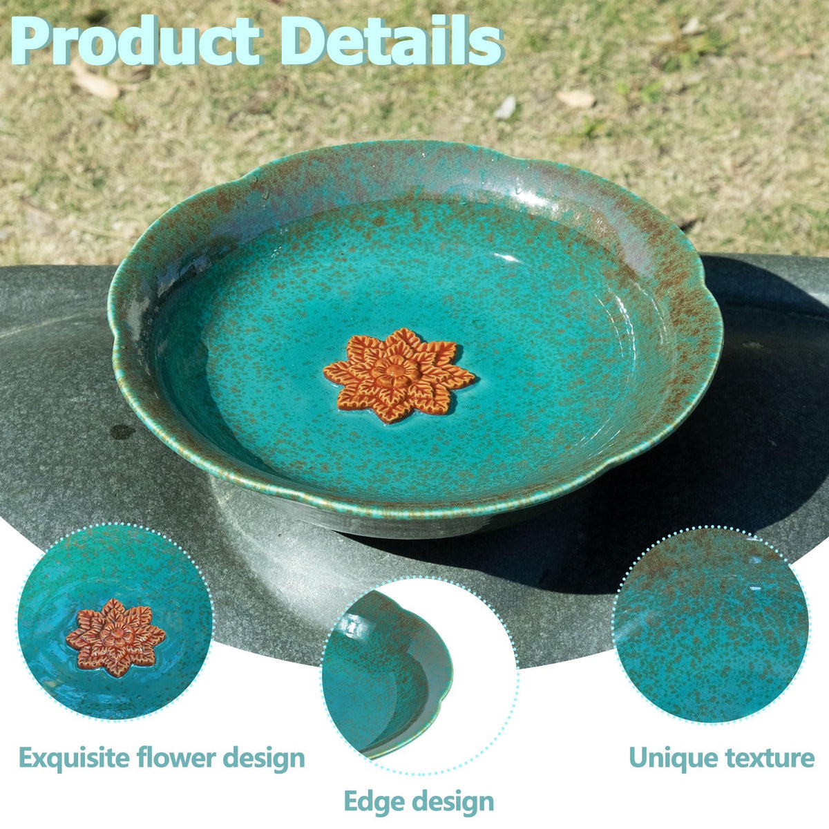 UPSJYJ outdoor bird bath for garden use enhances your patio or yard.