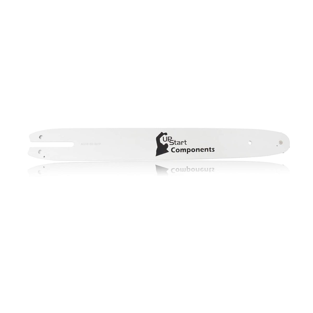 UpStart Components 16-inch guide bar for Stihl MS 170, side view, lightweight design reduces vibration.