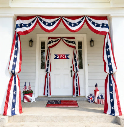 UQJE 20ft patriotic bunting on a porch railing for July decor