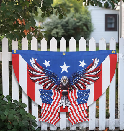 UQJE american flag bunting with eagle design for outdoor decor and durable color