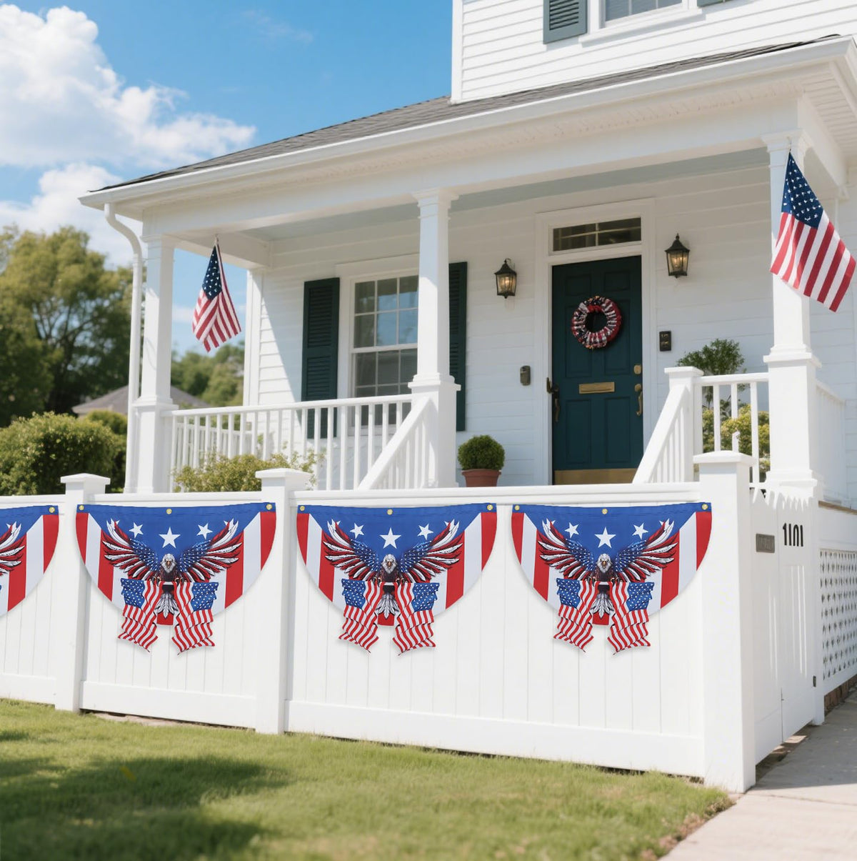 UQJE half fan bunting enhances backyard displays and parades