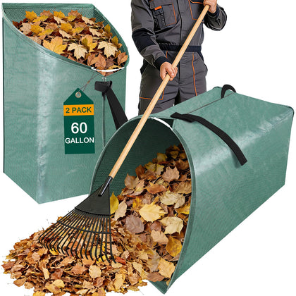 UQM 2-pack 60-gallon leaf collector with dustpan opening for easy cleanup