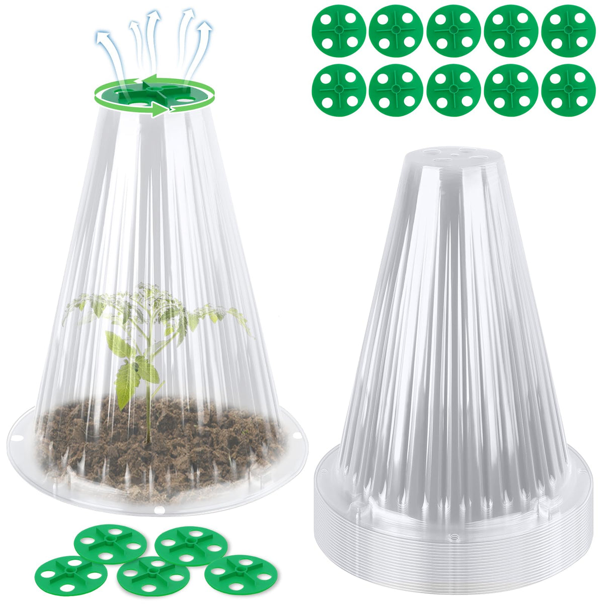 UQM garden cloche 20-pack clear dome protects seedlings from cold and pests