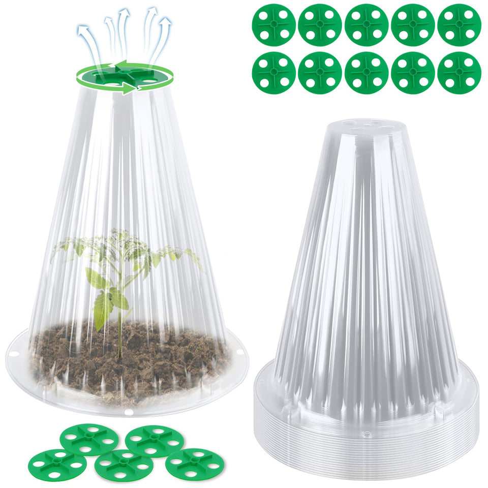 UQM garden cloche 20-pack clear dome protects seedlings from cold and pests