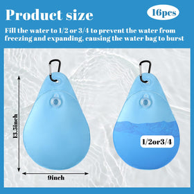 UQM thick PVC water bags resist freezing and wear for winter protection.