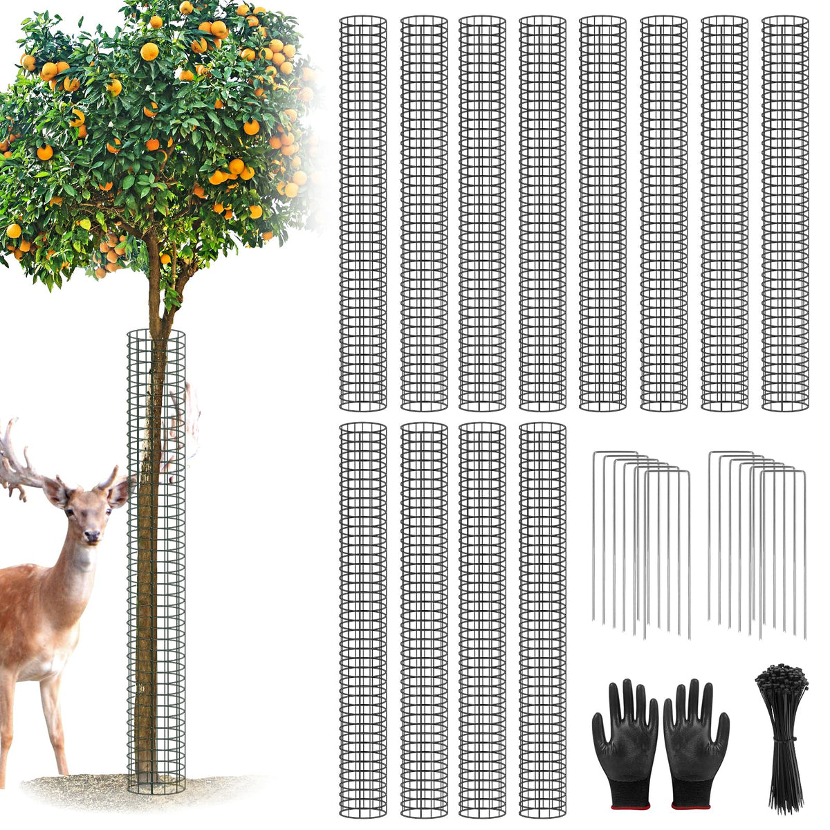 UQM tree trunk protector mesh installed around a young tree for bark protection