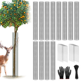 UQM tree trunk protector mesh installed around a young tree for bark protection