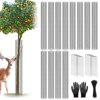 UQM tree trunk protector mesh installed around a young tree for bark protection