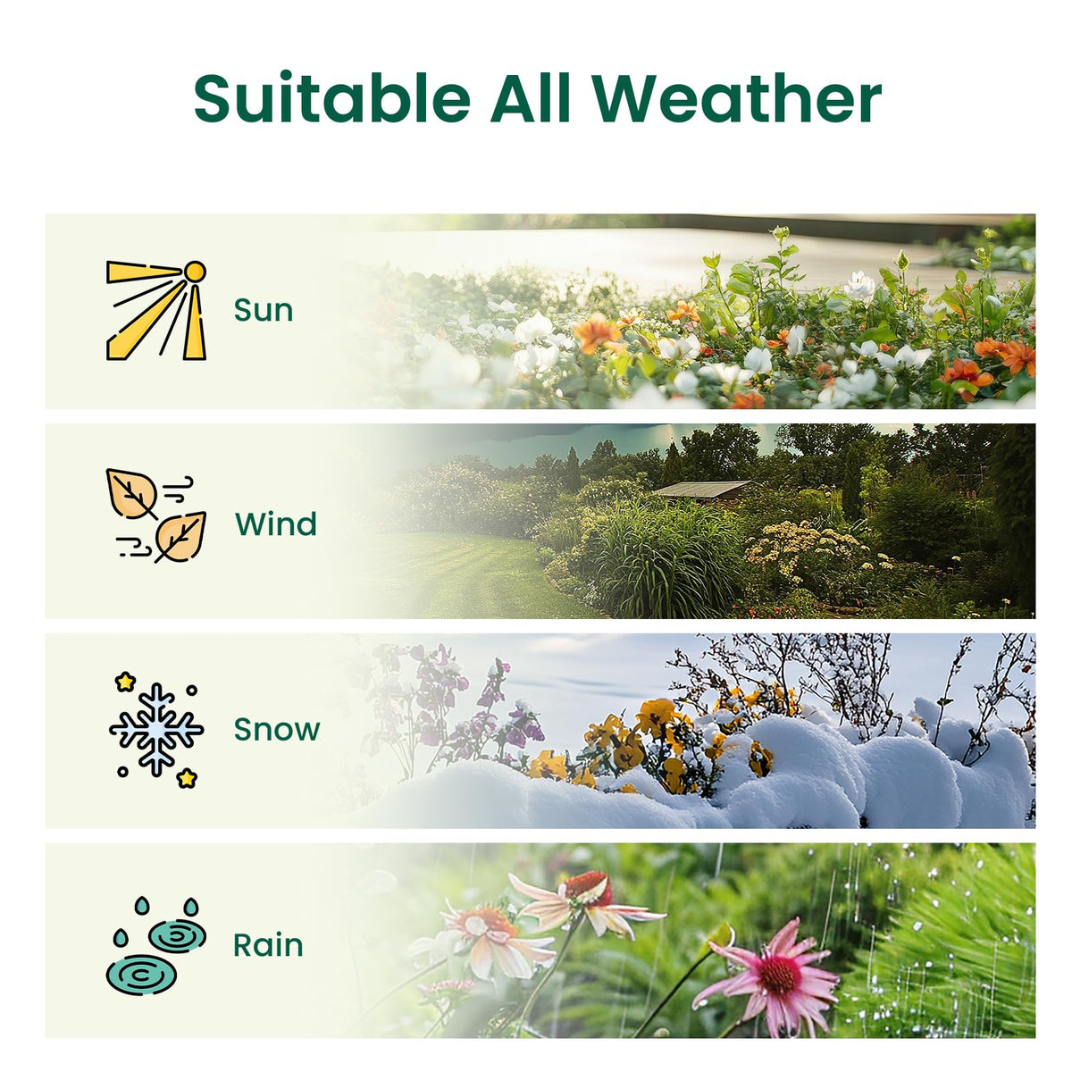 Metal construction simplifies cleaning and long-lasting garden use