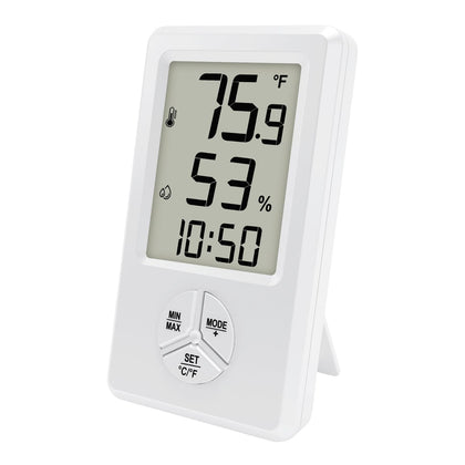 Urageuxy digital hygrometer front view for precise room temperature and humidity monitoring.