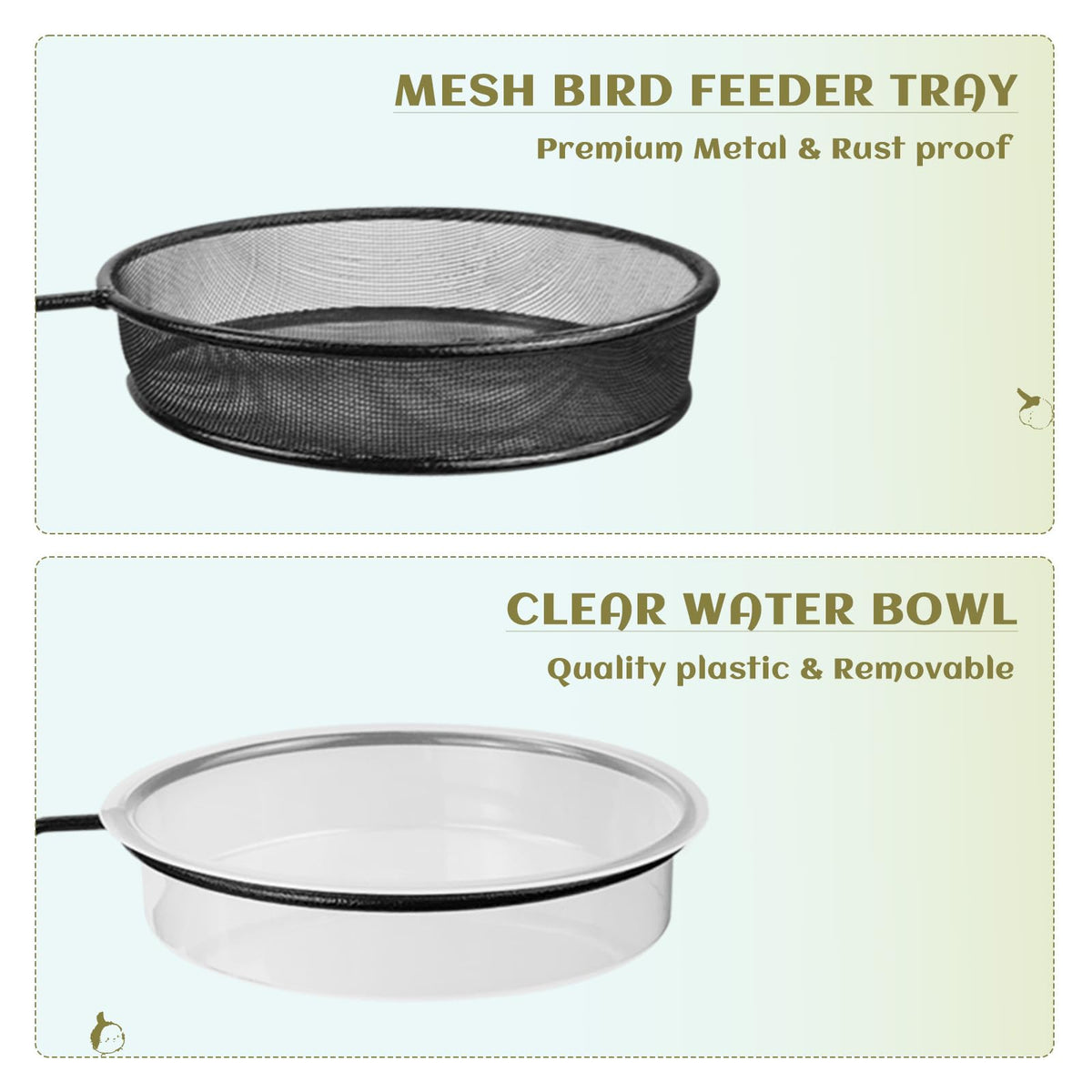 Urban Deco deck bird feeder bronze 2-pack durable all-weather steel construction.
