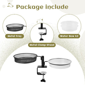 Urban Deco deck bird feeder bronze 2-pack side view showing secure mounting clamp.