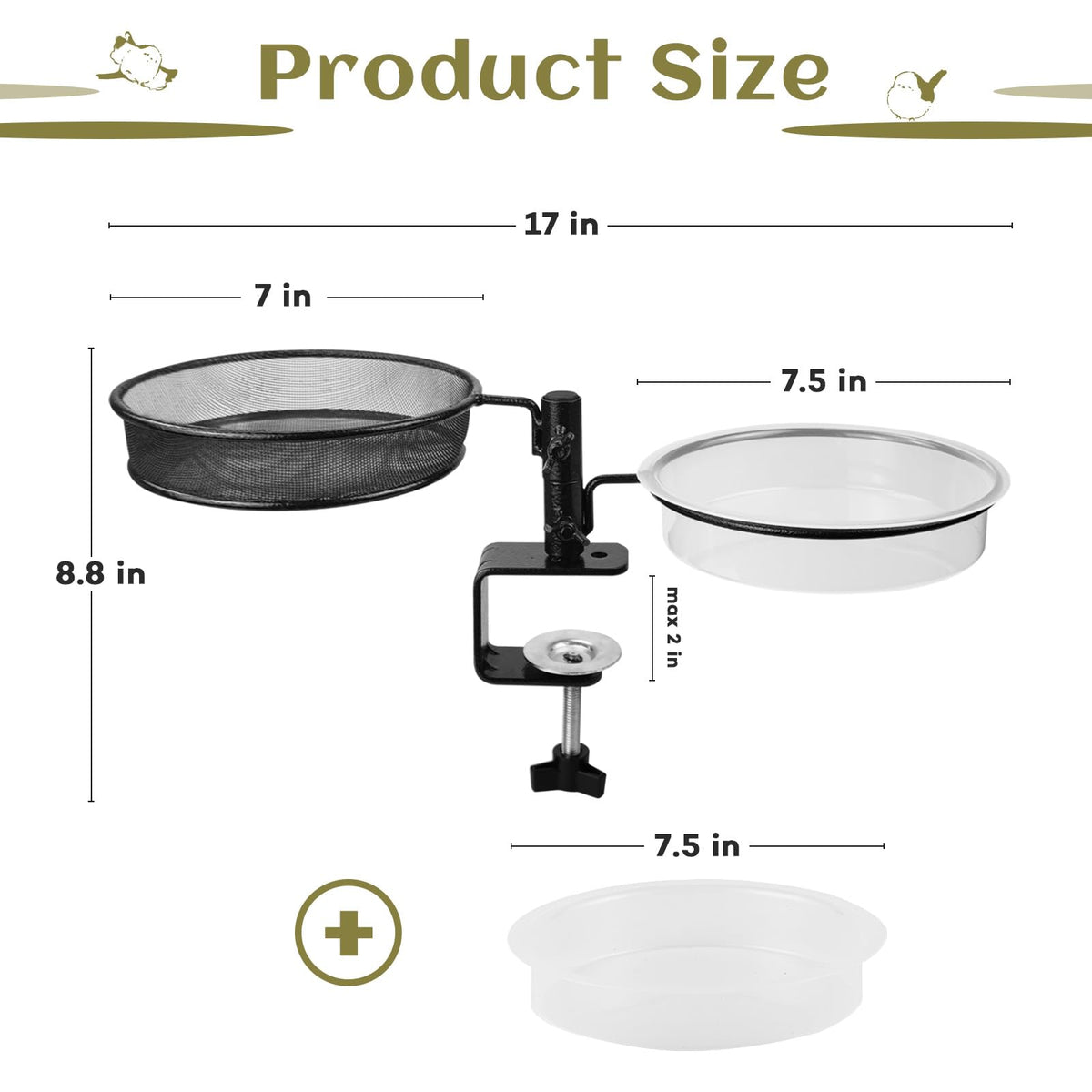 Urban Deco deck bird feeder bronze 2-pack removable water bowl for easy cleaning.