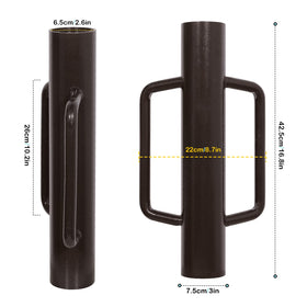 Urban Deco fence post driver with two handles for comfortable, controlled driving.