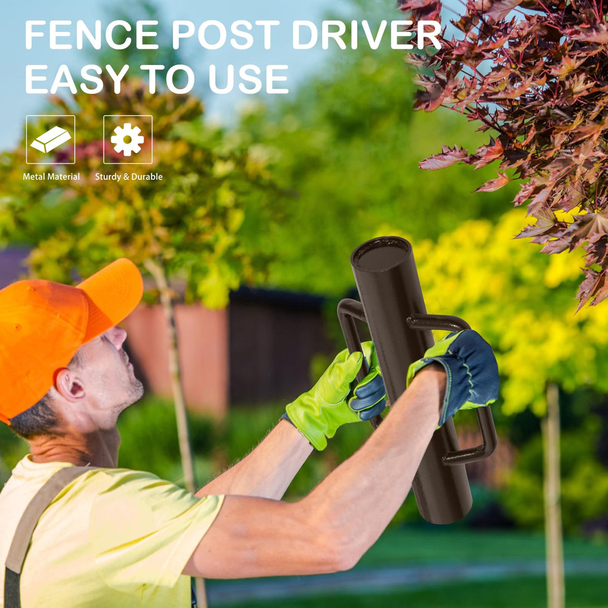 Urban Deco heavy-duty post pounder supports quick, efficient yard projects.